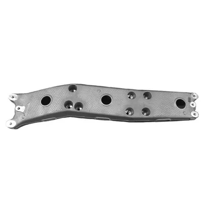 Engine mount – Elongated, metallic component with multiple round openings and mounting points