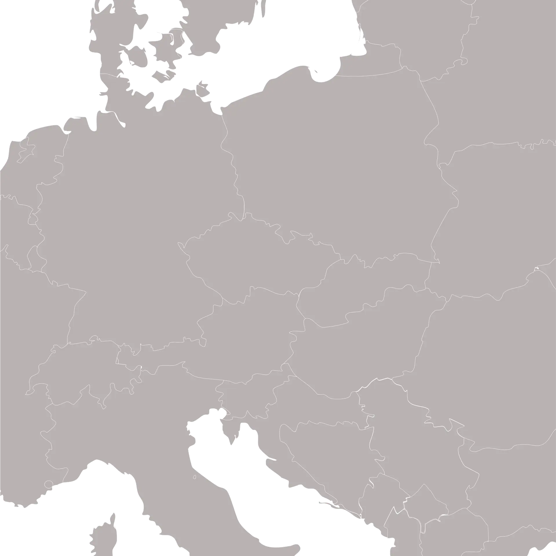 Ausschnitt Europakarte &ndash; Zentrum &Ouml;sterreich
